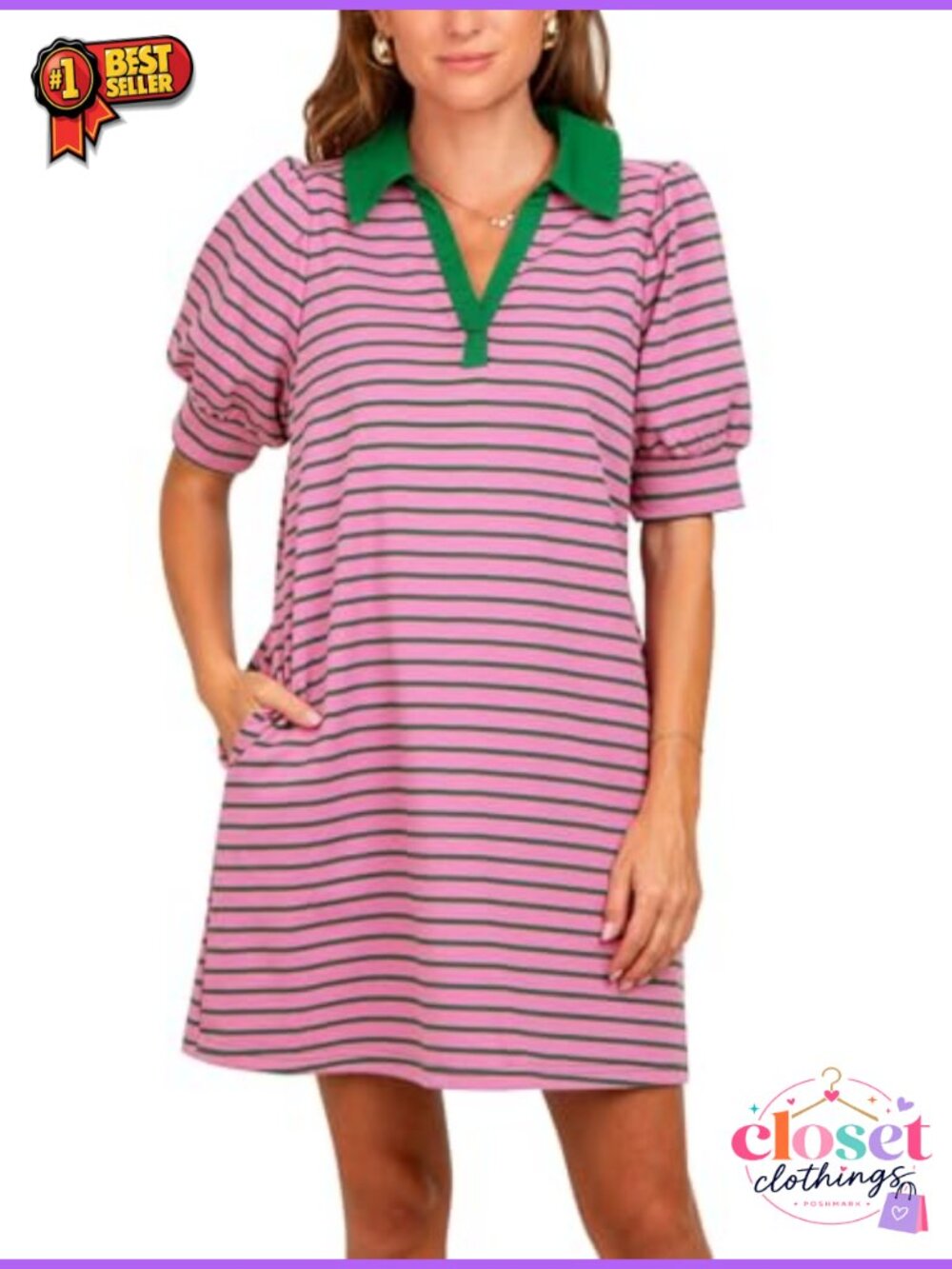 Yousify Womens Polo Dress Teacher Short Sleeve Tshirt Midi Outfits